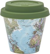 Quy Cup - 90ml Ecologische Reis Beker - Espressobeker “Map” met Groene Siliconen deksel