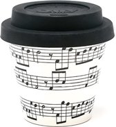 Quy Cup - 90ml Ecologische Reis Beker - Espressobeker “Opera” met Zwarte Siliconen deksel