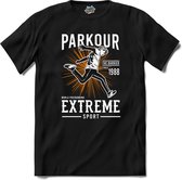 Parkour Extreme | Free Running - Free Runner - T-Shirt - Unisex - Zwart - Maat L