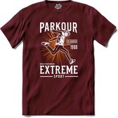Parkour Extreme | Free Running - Free Runner - T-Shirt - Unisex - Burgundy - Maat M