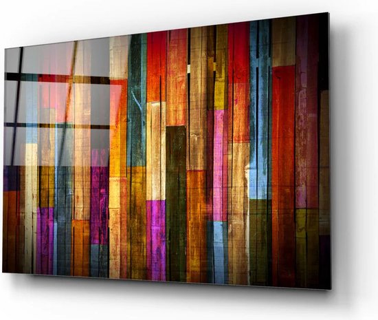 Insigne Glazen Schilderijen - Gekleurde hout - Abstract Glasschilderij