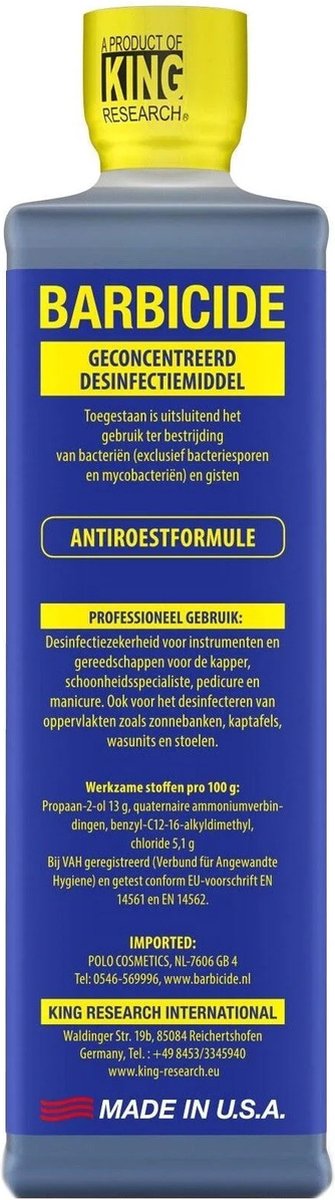 BARBICIDE Geconcentreerd Desinfectiemiddel Voor Gereedschappen En Accessoires 480ml.