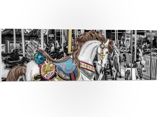 PVC Schuimplaat- Sierlijk Paard in Carrousel - 90x30 cm Foto op PVC Schuimplaat