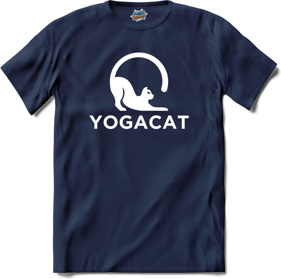 Yoga Cat | Katten - Kat - Cats - T-Shirt - Unisex - Navy Blue - Maat XL