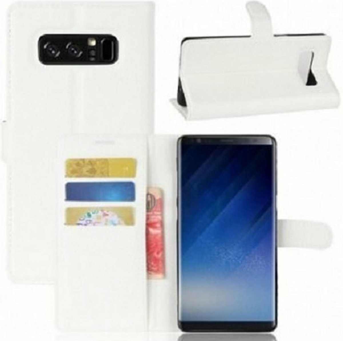 Samsung Note 8 Hoesje Met Pasjeshouder Bookcase Wit