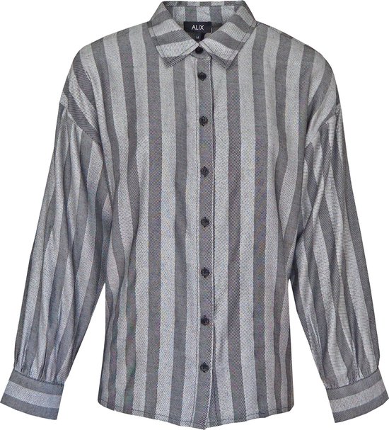 Alix the Label • gestreepte blouse in zilver • maat S