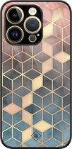 Casimoda® hoesje - Geschikt voor iPhone 14 Pro Max - Cubes Art - Luxe Hard Case Zwart - Backcover telefoonhoesje - Multi
