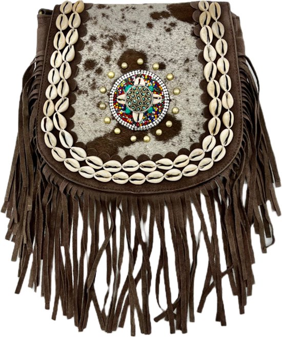 Vintage boho schoudertas van geknoopt raffia - Froufrou's