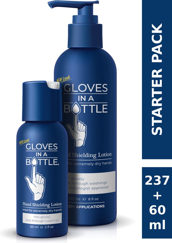Gloves In A Bottle (GIAB) Starter Pack | Beschermende, hydraterende, herstellende Lotion | Droge, Schrale, Geïrriteerde Huid | 237 ml + 60 ml