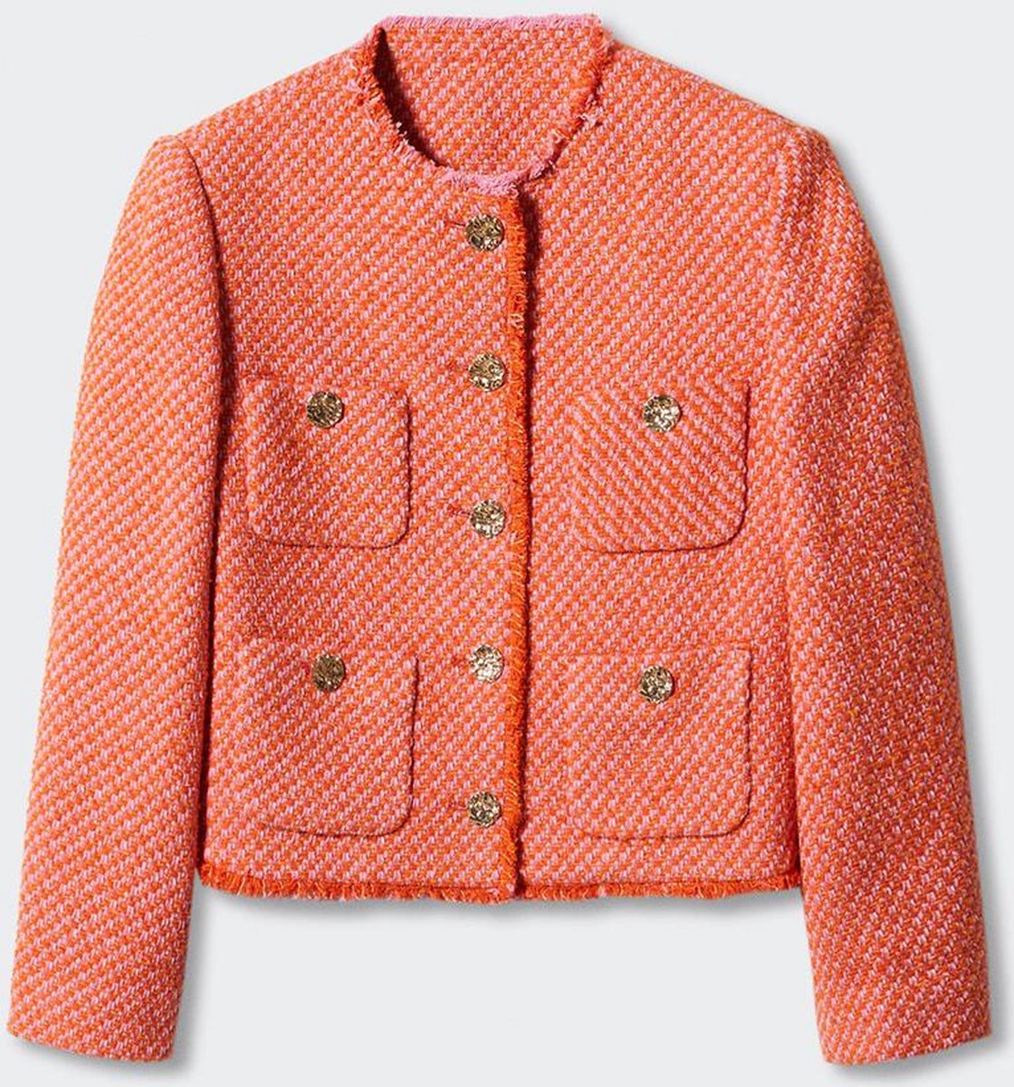Mango Blazer Tweed Jasje Met Zakken 47914035 85 Dames Maat - XXS