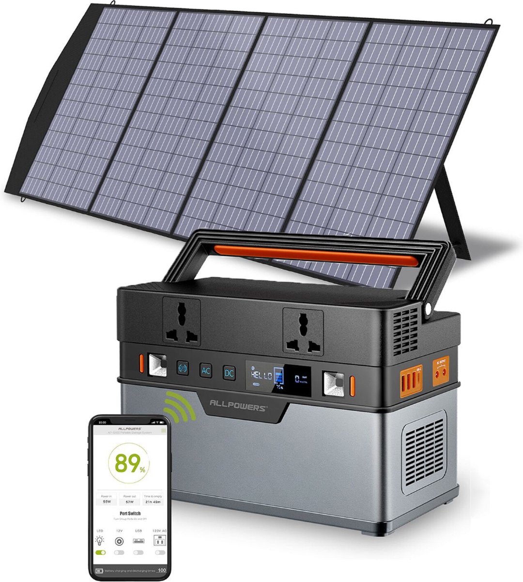 Currero Zonnepaneel Met Accu - Zonnepanelen Compleet Pakket - Zonnepaneel Camper - 288Wh 120W - Zonnepanelen Met Accu