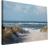 Texelphotos.nl - Foto afdruk op canvas - Texel Duinen doorkijk - Duin - Strand - Zee - Noordzee - Canvas doek – Wanddecoratie - Canvas schilderij – Natuur - Landschap - 90 x 60 cm.
