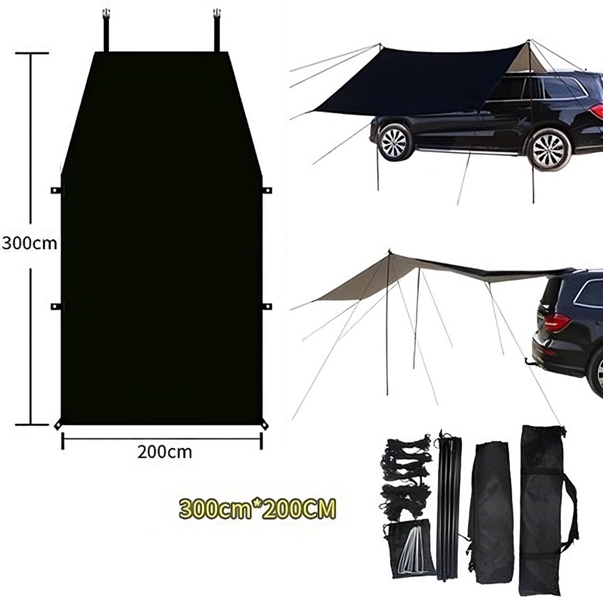 Bustent - Autotent - Achterklep Tent - Camper Luifel - 300x200CM - Merkloos