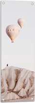 WallClassics - Tuinposter – Luchtballonnen boven Bergen - 30x90 cm Foto op Tuinposter (wanddecoratie voor buiten en binnen)
