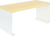 QUVIO Aanrecht organizer - Keukenrekje - Aanrechtrek - Keuken accessoires - Opbergrekje - Kruidenrekje - Houtlook plank - Metaal en kunststof - Wit - Licht bruin - 14 x 30,5 x 14,5 cm
