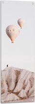 WallClassics - Tuinposter – Luchtballonnen boven Bergen - 40x120 cm Foto op Tuinposter (wanddecoratie voor buiten en binnen)