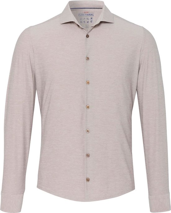 Pure - The Functional Shirt Lichtbeige - Heren - Maat 42 - Slim-fit