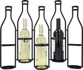 QUVIO Wand wijnrek voor 5 flessen - Wandrek voor wijnflessen - Wijnrekken 1 t/m 5 flessen - Wijnrekken 50 tot 60 cm - Wijnrek voor aan de muur - Wandmontage - Zwart - Metaal