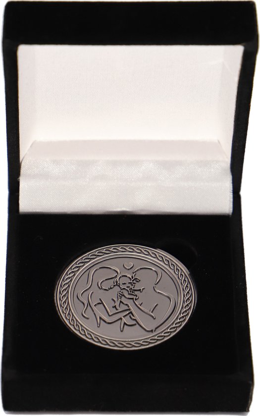 coinsandawards.com - Geboortemunt - antiek zilver - fluwelen geschenkdoos