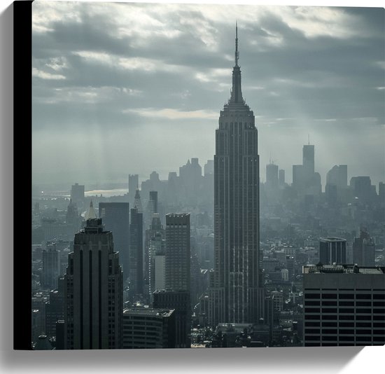 Canvas - Felle Zonnestralen op Wolkenkrabbers van New York - 40x40 cm Foto op Canvas Schilderij (Wanddecoratie op Canvas)