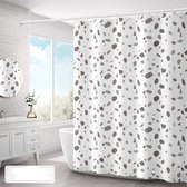 Douchegordijn 180x200cm-polyester douchegordijn-waterdicht badkamergordijn-inclusief ringen (Sansheng steen）