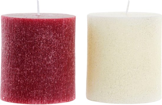 Kaars DKD Home Decor Kerstmis (9 x 9 x 10 cm) (2 Stuks)