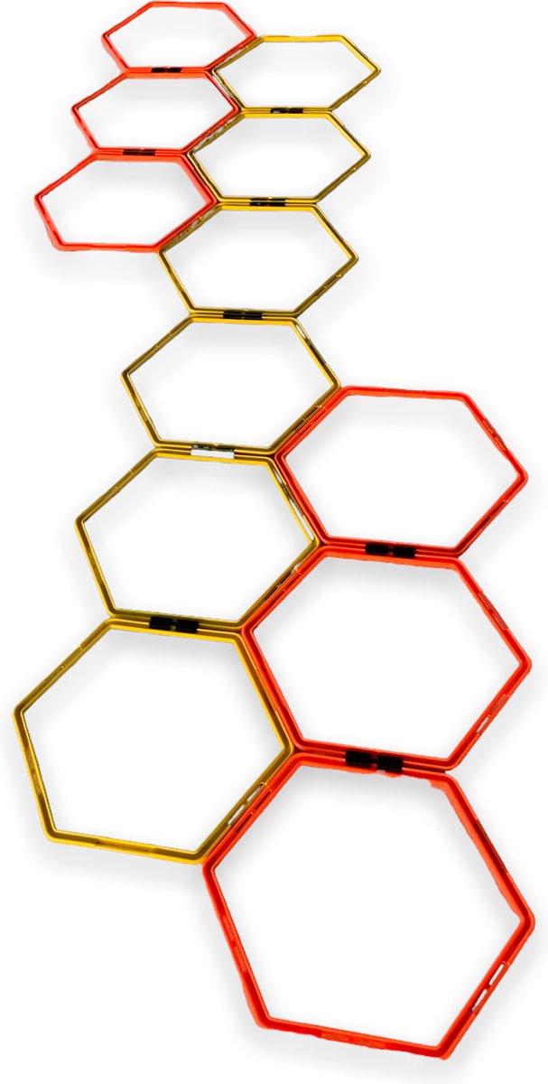coördinatieladder 2 stuks - agility ladder - speedladder - geel en oranje - hexagon ladder - sportladder - agility - behendigheid