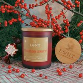 LONT candles - sojawas Kerst geurkaars - Cranberry compote - appel, citroen / cranberry, musk - vrij van chemicaliën en ftalaten - handgemaakt - rood - 730 gram