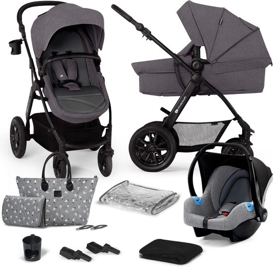 Kinderkraft XMOOV - Kinderwagenset 3 in 1 tot 26 kg - Reissysteem - Grijs