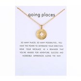 Bixorp Luck Dames Ketting met Gouden Kompas - "Going Places" - 45/50cm - Cadeau voor Vrouw - Goudkleurig