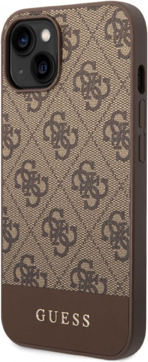 Guess 4G Stripe Back Case - Geschikt voor Apple iPhone 14 Plus (6.7") - Bruin
