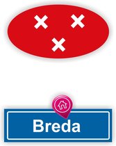 Breda stads vlag auto sticker set van 2 stuks.