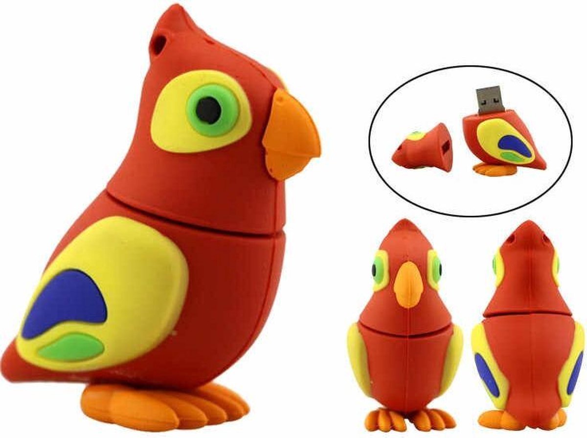 Vogel usb stick 128GB 3.0 -1 jaar garantie – A graden klasse chip - papegaai