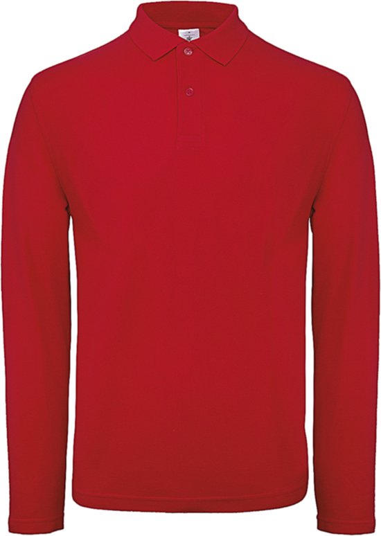 Men's Long Sleeve Polo ID.001 Rood merk B&C maat 3XL
