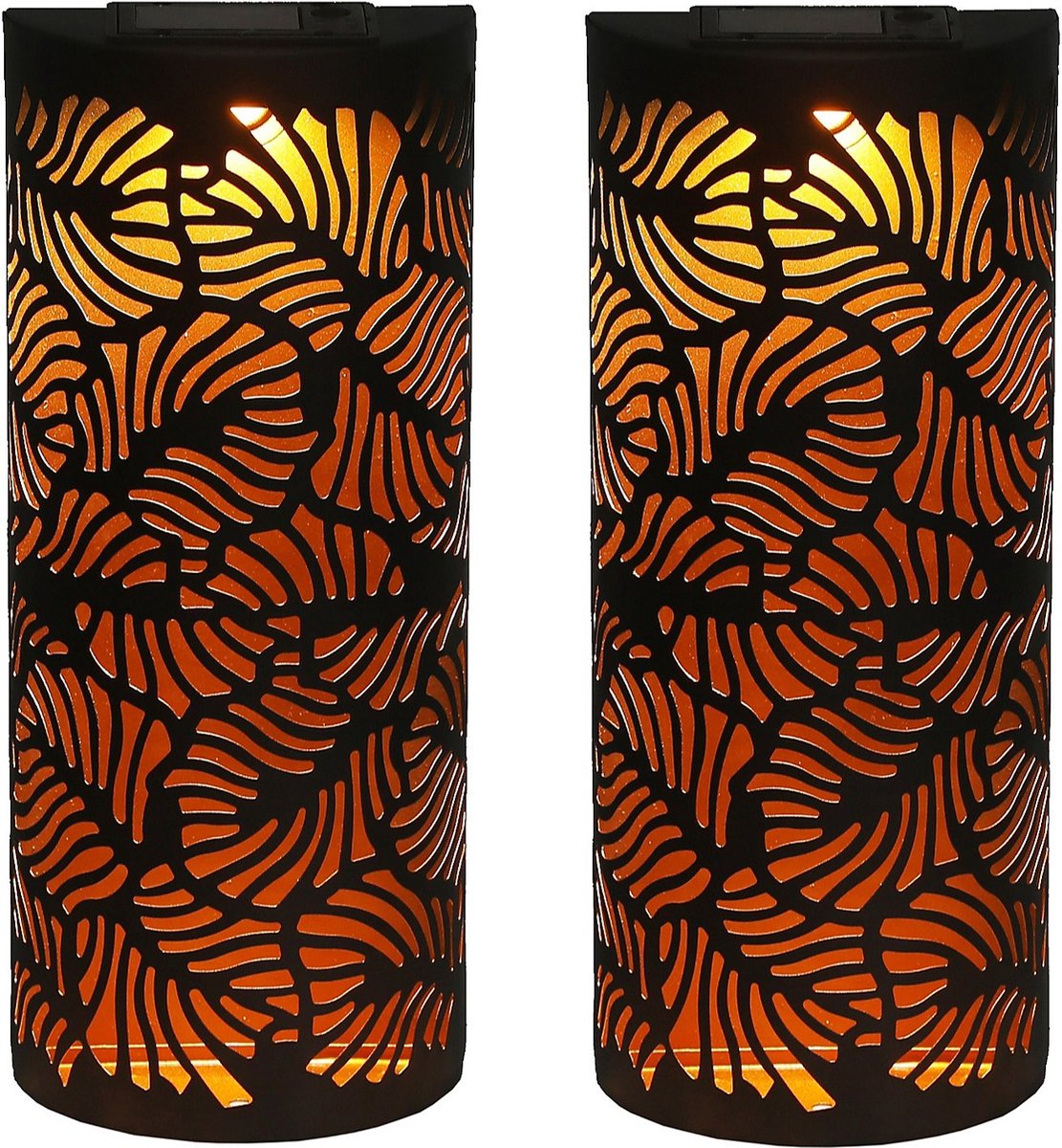 Luxform wandlantaarns - zonne-energie buitenverlichting - set van 2 - ijzer met boho-design
