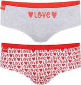 Valentine - Cadeau - Slip Femme - Love - Grijs/ Rouge - Taille L