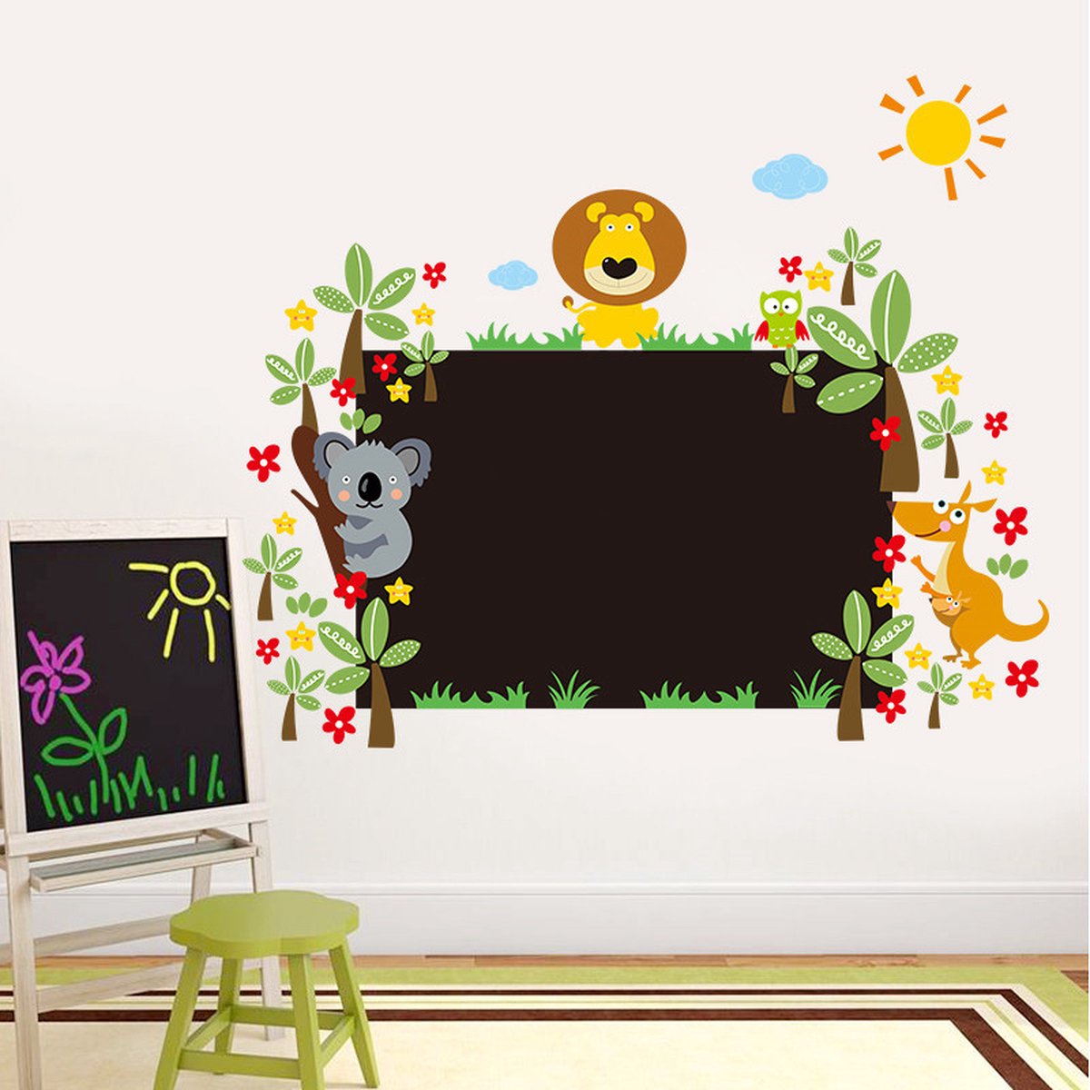 Muursticker krijtbord Jungle