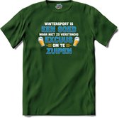 Wintersport is een goed excuus om te zuipen | Grappige apres ski dank shirt | Wintersport kleding - T-Shirt - Unisex - Bottle Groen - Maat 4XL