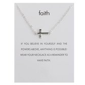 Bixorp Luck Collier Argent Femme avec Croix - "Faith" - 45/50cm - Cadeau Saint Valentin - Cadeau Femme - Couleur argent