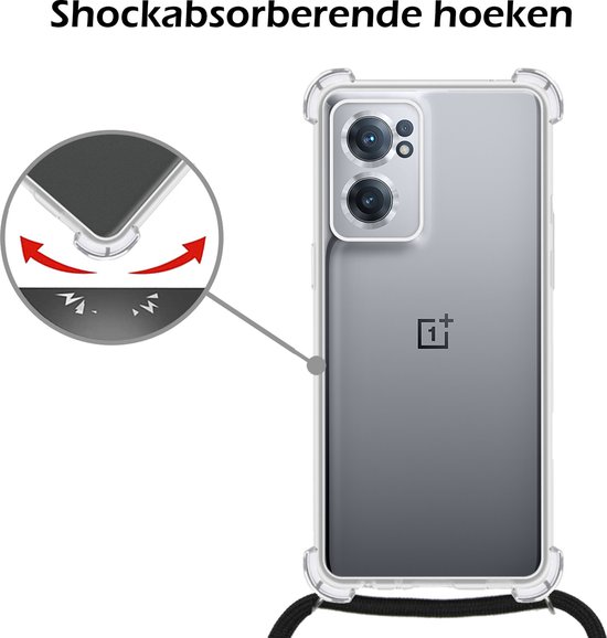OnePlus Nord CE 2 5G Coque antichoc transparente avec chaîne de téléphone Coque antichoc avec cordon - OnePlus Nord CE 2 5G Coque arrière transparente antichoc avec chaîne de téléphone