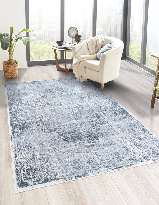 Flycarpets Sarande Vintage Grijs Tapis Poils Ras - Tapis - Intérieur - 80x150 cm