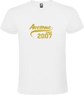 T-shirt Wit avec image "Awesome depuis 2007" Or Taille S