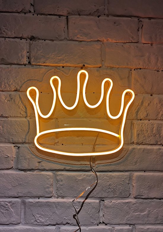 OHNO Neon Verlichting Crown - Neon Lamp - Wandlamp - Decoratie - Led - Verlichting - Lamp - Nachtlampje - Mancave - Neon Party - Kamer decoratie aesthetic - Wandecoratie woonkamer - Wandlamp binnen - Lampen - Neon - Led Verlichting - Oranje