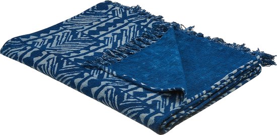 SHIVPURI - Plaid - Blauw - 130 x 180 cm - Katoen