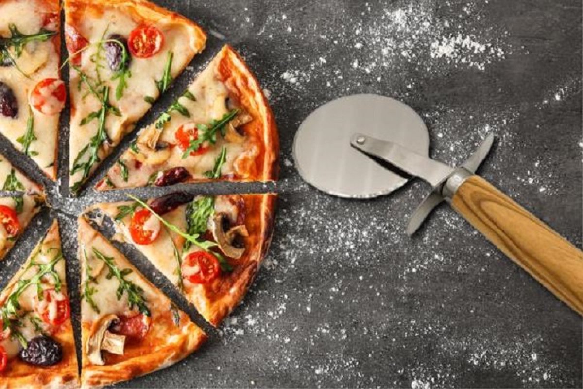 Pizzasnijder met handvat van olijfhout pizzawiel snijder pizza