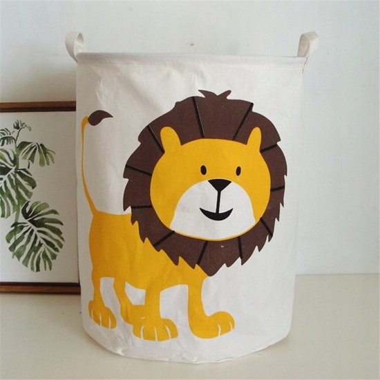Opbergmand met deksel 37x50 cm katoen bruin en wit