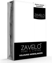 Zavelo Hoeslaken Velours Wit - Fluweel Zacht - 30 cm Hoekhoogte - Rondom Elastiek - Velvet - 1-persoons 80/90x200/220 cm