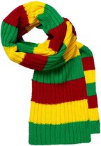 Feest kindersjaal 2 x 2 rib | rood/geel/groen | junior | Sjaal meisje | Sjaal jongen | Carnaval | Kinder sjaal | Sjaal kind | Gekleurde sjaal | Apollo