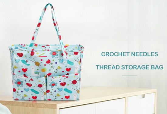 MYBAGZING Gehaakte tas organizer - breitas - garenopbergorganizer - garenzak om te haken - garenhouder voor haakaccessoires, haken en breien geschenken, Zwart fluweel, Small-10, Klassiek