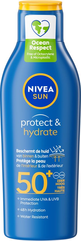 NIVEA SUN Protect & Hydrate Zonnemelk - SPF 50 - Zonnebrand - Beschermt en hydrateert - 200 ml - NIVEA